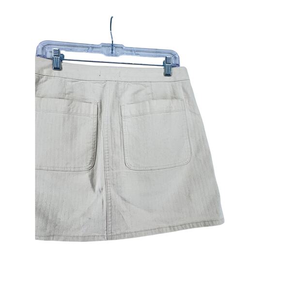 J.Crew Cream Button Front Mini Skirt High Rise Pockets coast Preppy Size 28 - Picture 3 of 6